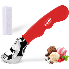 KXF Stainless Steel Ice Cream Scoop with Non-Slip Rubber Grip Heavy Duty Ice Cream Spoon Sturdy Icecream Scooper Cookie Fruit Scoop for Cookie Dough,