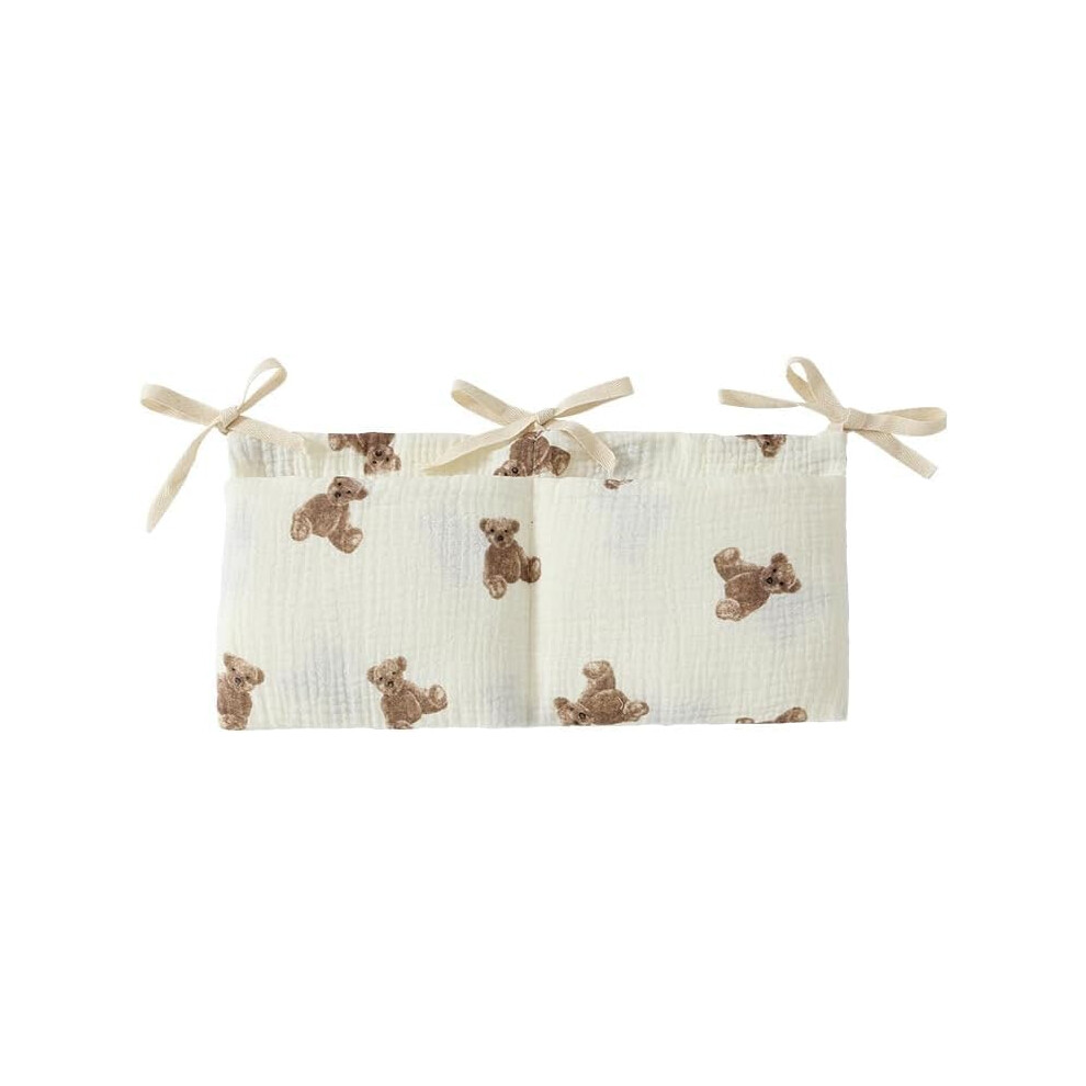 Pchnfei White Bedside Hanging Bags Milk Bottle Bib-Storage Crib Organizer Baby Nappy-Dormitory Bed-Bunk Organizing Bag Nappy- Organizer, Little Bear