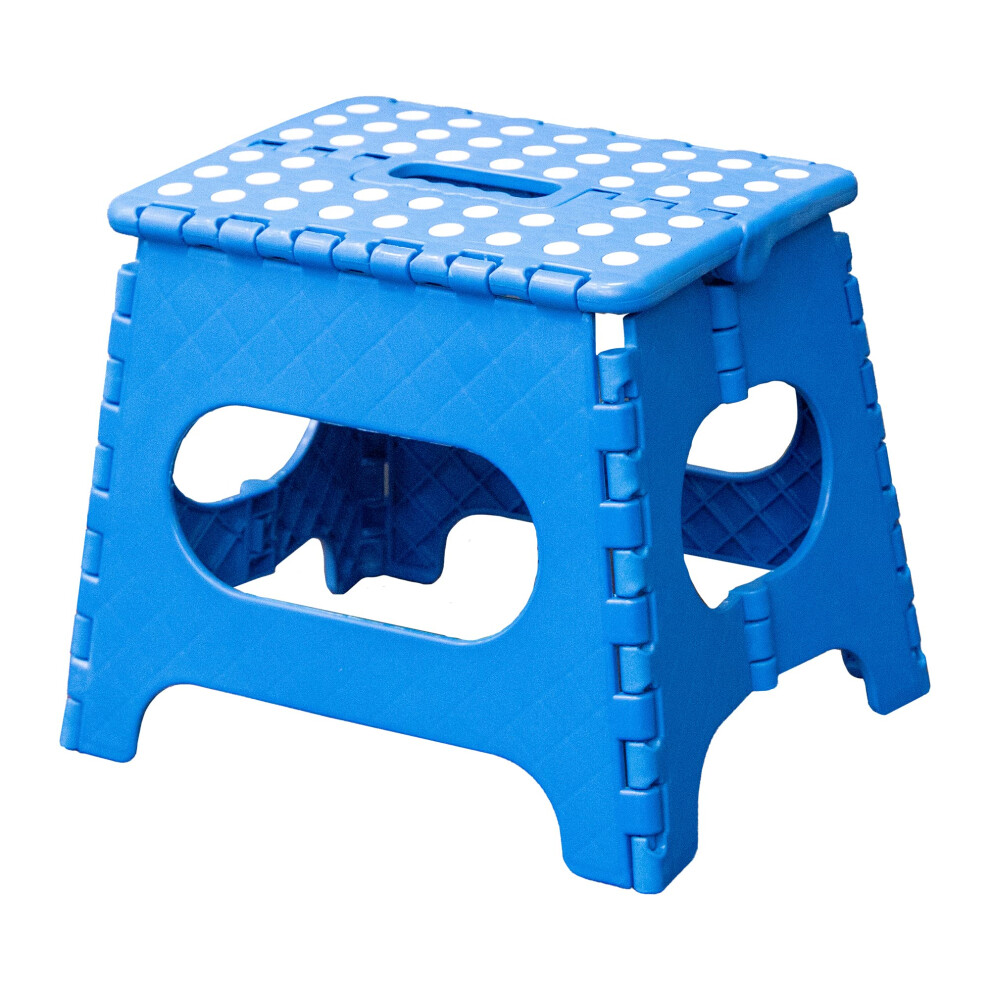 Knight Folding Step Stool | Strong Heavy Duty Skid Resistant Stool For Kids And Adults | White Black Grey Blue | H29 X L27 X W22 Cm (Blue) 5051225355258