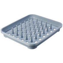 Addis 518356 Eco Made from 100% Recycled Plastic Draining Dish Plate Rack with pegs, Light Grey, 33.5 x 38 x 5cm