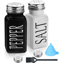 Salt and Pepper Shakers Set, 2 Pcs Salt and Pepper Shakers Sets, Small Black and White Salt Shaker, Salt and Pepper Pots Salt Dispenser for Kitchen,