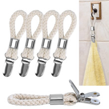 Wooledy 5 Pack Hanging Tea Towels Clip,Metal Kitchen Towels Clips with Hanging Loop Cloth Hook Clip Hangers for Home Kitchen Bathroom Cupboards Cloth