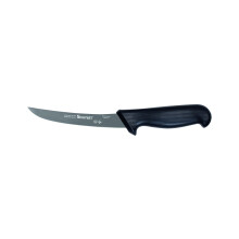 Starrett Professional Stainless Steel Kitchen Boning Knife - Narrow Curved Profile - 6-inch (150mm) - Black Handle
