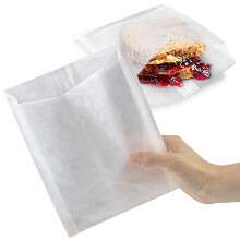 JESTIO Greaseproof Paper Food Bags - 8.5'' x 8.5'' (Pack of 100) Eco-Friendly & Biodegradable White Sandwich Bags for Snacks, Lunch & Bakery