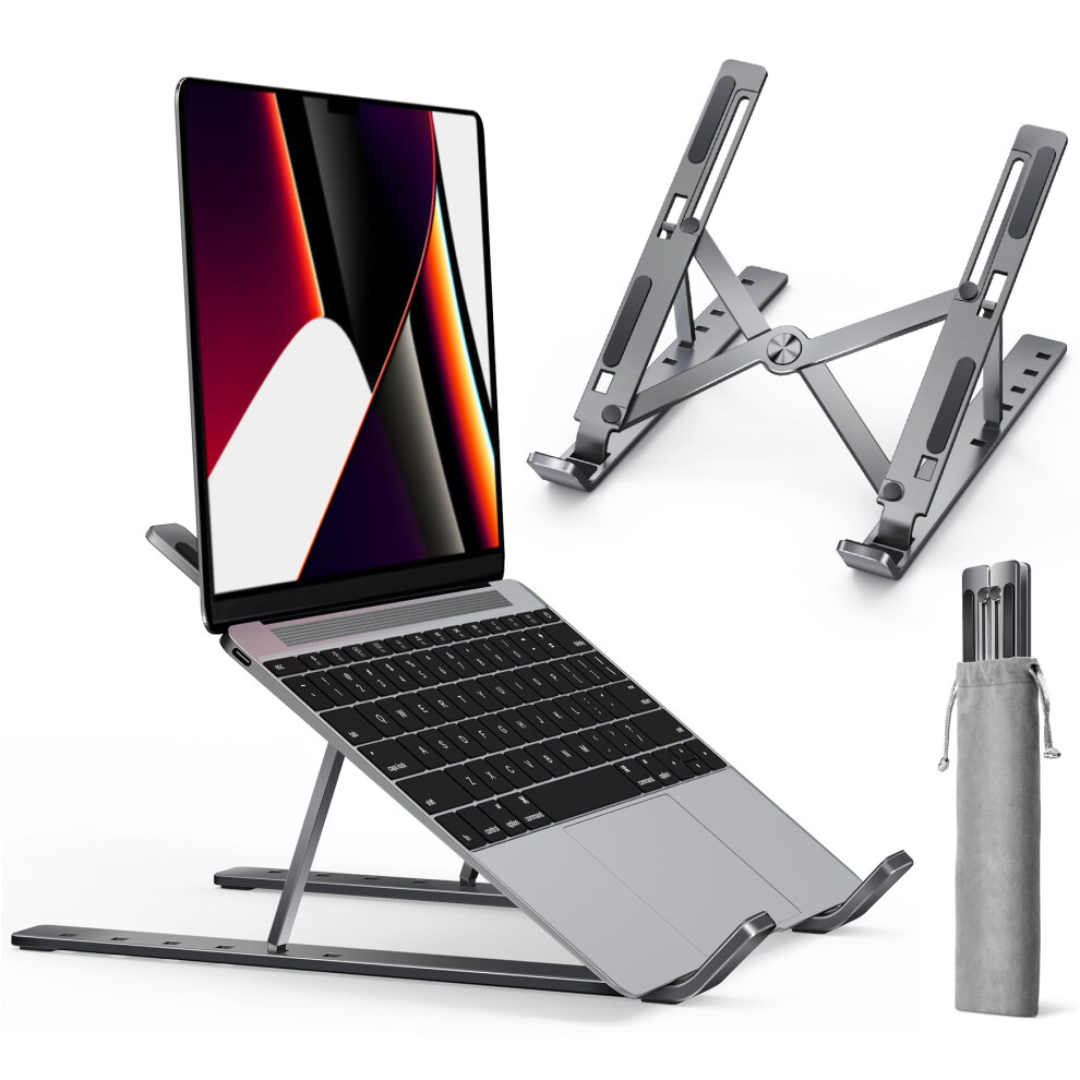 Ivoler Laptop Stand, Adjustable Laptop Riser Aluminum Ergonomic Foldable Portable Tablet Holder Desk Laptop Holder, Notebook Stand For Macbook, 5051225354244