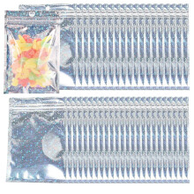 50 PCS Self Sealing Cookie Bags, Foil Ziplock Bags Resealable Wax Melts Packaging Jewellery Mylar Sweet Packaging Foil Pouch Holographic Pouches for
