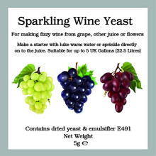 Sparkling Wine Yeast Sachet 5g - Also for Restarting Stuck Fermentations - Homebrew Home Brew