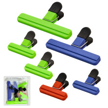 6 Pcs Sturdy Food Bag Clips with Tight Grip, in 2 Assorted Sizes & 3 Colors. Food Clips for Sealing Unfinished Snacks, Cereals, and Reusable to Seal