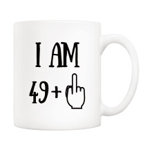 5Aup Funny 50th Birthday Coffee Mug, I Am 49 + 1 Best Gag 50th Birthday Gifts for Him Her Coworker Friend Cup White, 11 Oz