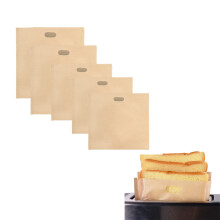 5 Pack Reusable Toaster Bags Non-Stick Toasted Sandwich Bags, Sturdy Plastic Bag for Sandwiches Easy to Open, Toastie Bags for Toaster Microwave