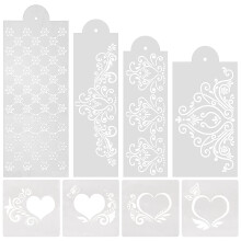 Jicyor 8PCS Cake Decorating Stencils - Flower Pattern Buttercream Mousse Chocolate Ice Cream