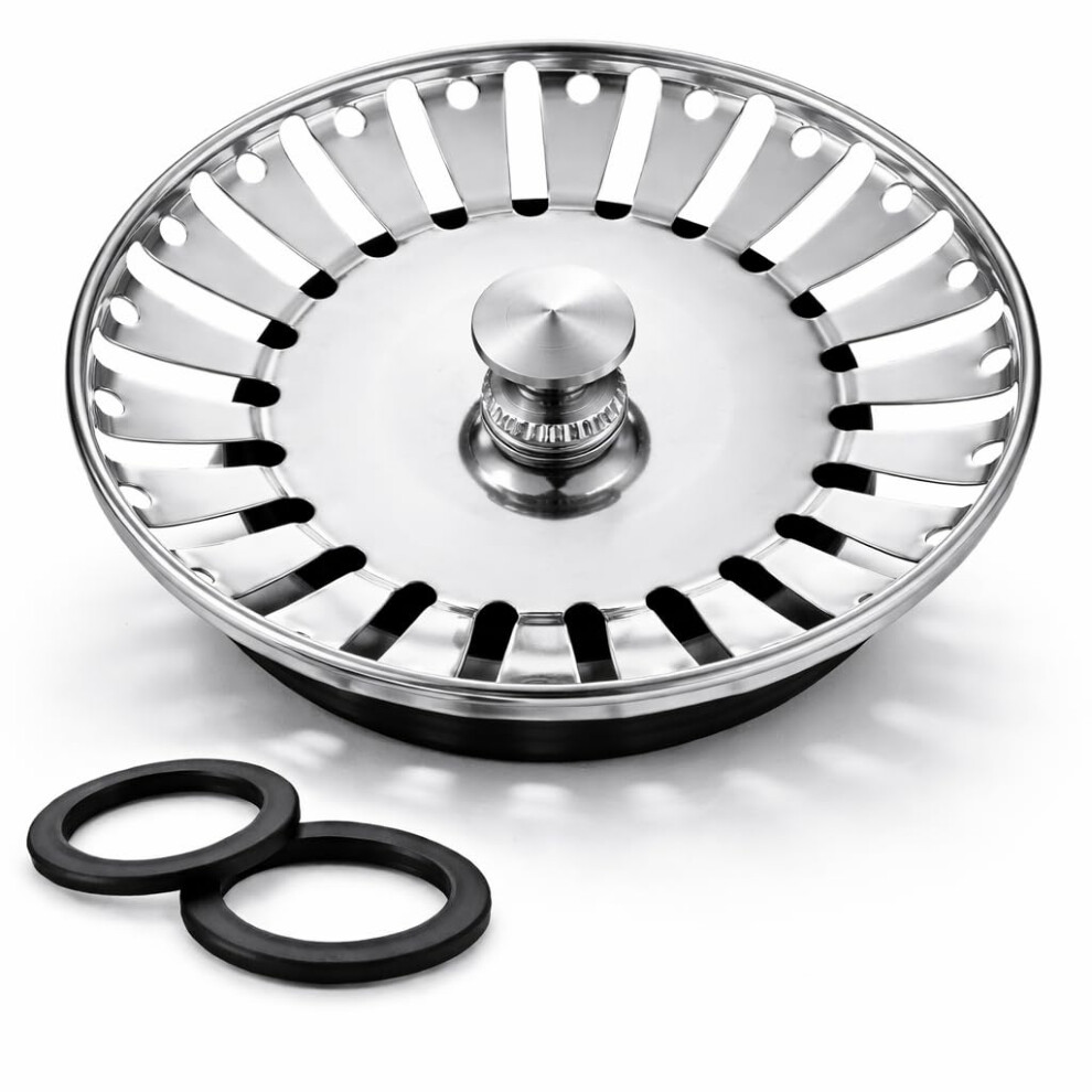Kitchen Sink Strainer Drainer Plug - 78Mm Thick Stainless Steel Replacement Sink Plugs Stopper For Drain And Filter In Kitchen And Bathroom Sinks 5051225412333