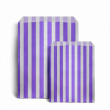 ezkart | 5"x7" | Pack of 100 Assorted coloured striped paper bags Ideal for multiple occasions. Quality paper sweet bags (Purple, 5x7-100 Bags)