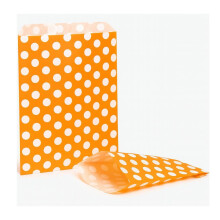 ezkart | 5"x7" | Pack of 100 Assorted coloured striped paper bags Ideal for multiple occasions. Quality paper sweet bags (Orange Polka, 5x7-100 Bags)