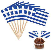 YXHZVON Greece Toothpick Flags Cake Toppers, Pack of 100 Cocktail Stick Flags Food Flags - World Cup Party Decoration Sandwich Cocktail Fruit Stick
