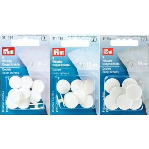 Prym Double Lingerie Buttons, 17 mm, White, 8 Pieces