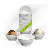 ECOWINGS X-Small 6oz (180ml) Bagasse Disposable Bowls: Stylish, Sustainable, Eco-Friendly Compostable Serving Bowls, Perfect for Dips, Nuts, Stone