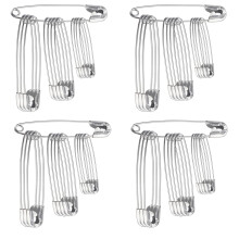 The Bead Shop Assorted Safety Pins x 48 (27mm, 34mm, 38mm) Nickel Plated, Clothes Arts Crafts Sewing Hemming Textile Fabric Baby Clothing