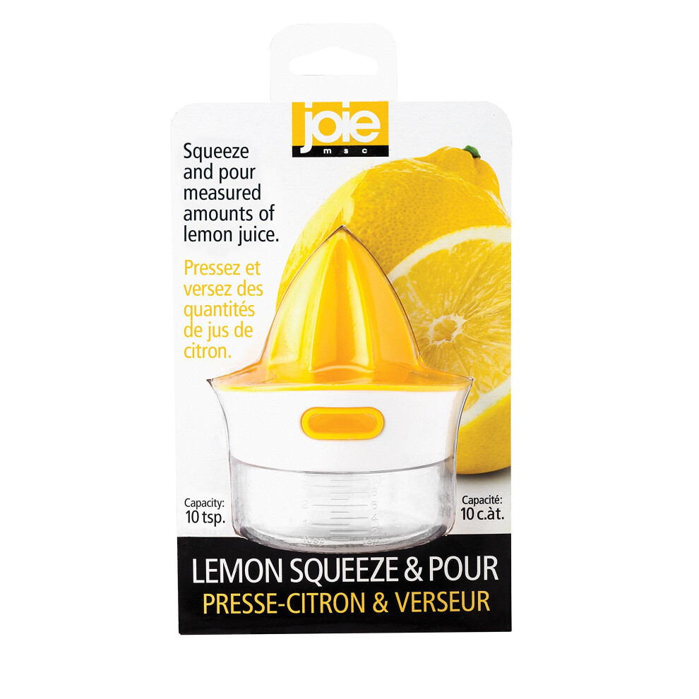 Joie Citrus Juicer With Built-In Strainer, Manual Lemon And Lime Squeezer, Yellow