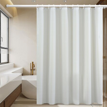 Shower Curtain for Bathroom, 100% Polyester Waterproof Mould Proof Resistant Fabric, 180 x 180cm PEVA Bathroom Curtains with Grommets & 12 Pcs Hooks,