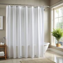 ZENO Frosted Shower Curtain Liner - 180 x 180 cm Size - Premium PEVA Shower Liner + Rustproof Grommets + 3 Magnets, Waterproof & Lightweight Shower