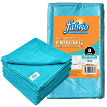 FABRIO Microfibre Cleaning Cloths ? Pack of 8, 30x30cm, Ultra-Soft, Lint-Free, Super Absorbent Towels for Kitchen, Car, Glass, and Multi-Surface