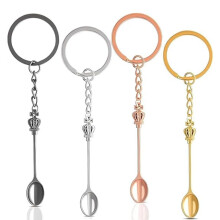 4 Pcs Medicine Spoon,Tiny Spoon Tea Spoon,Mini Spoon Keychain, Mini Crown Spoon Keychain Pendant Necklace, Gadget for Men Women Backpack Pendant Party