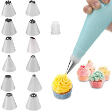 Piping Bags and Nozzles Cake Decorating Set with Silicone Bag, Tips, Coupler | Reusable Pastry Bags and Nozzle for Cake, Pastries, Cupcake, Baking