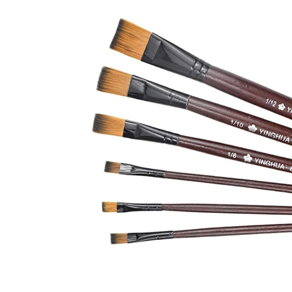 Joyvox Flat Paint Brush Set, Face Paint Brushes, Oil Painting Brushes, 6 Pcs Flat Nylon Paint Brush Set For Artists - Versatile Brushes For Oil &