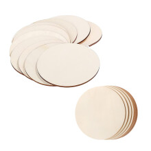 20 Pcs Unfinished Wood Discs - Plain Round Predrilled Circles for Crafts, Painting & Home Decoration - DIY Coasters