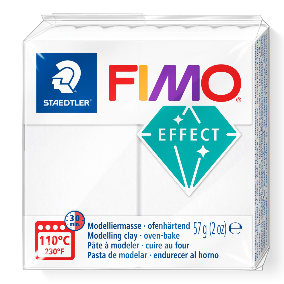 Staedtler Polymer Modelling Clay - Fimo Effect - Oven Bake Clay - Translucent White - 57G Block, 8010-014