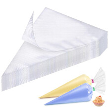 DDUP 100 Pcs Disposable Piping Bags,3 Size Cake Decorating Bags, Large Clear Plastic Pastry Bags Strong Icing Bag for Cake Cupcake Dessert Cookies