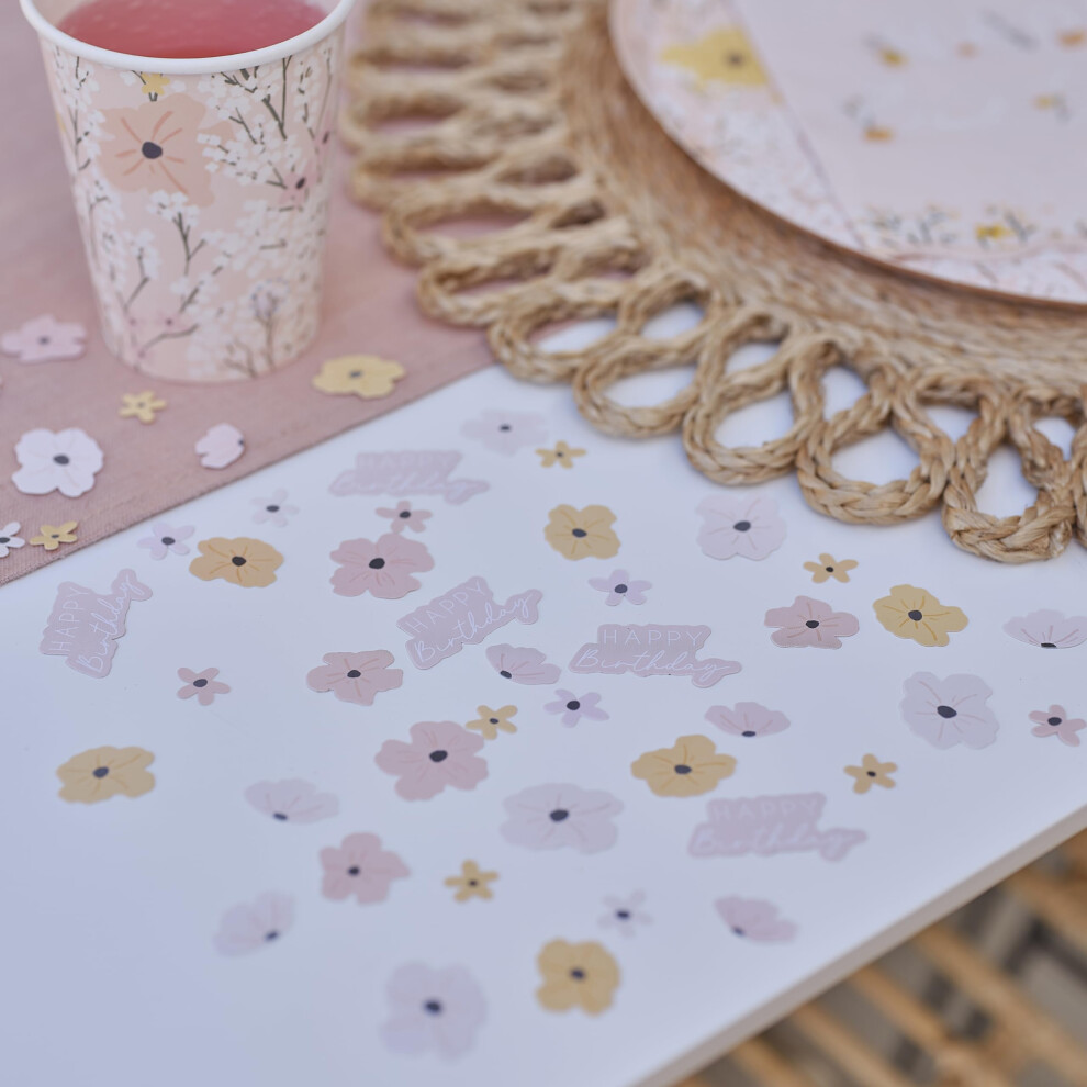 Ginger Ray Floral Happy Birthday & Flowers Card Confetti Table Scatters Decorations 14G
