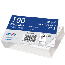 Dohe - Ruled Cardstock Sheets (100 pcs.) - Cards for Writing Notes, Size 12.5 x 7.5 cm, 180 g/m?, No. 2, Office Supplies - FSC Mix AEN-COC-000243 -