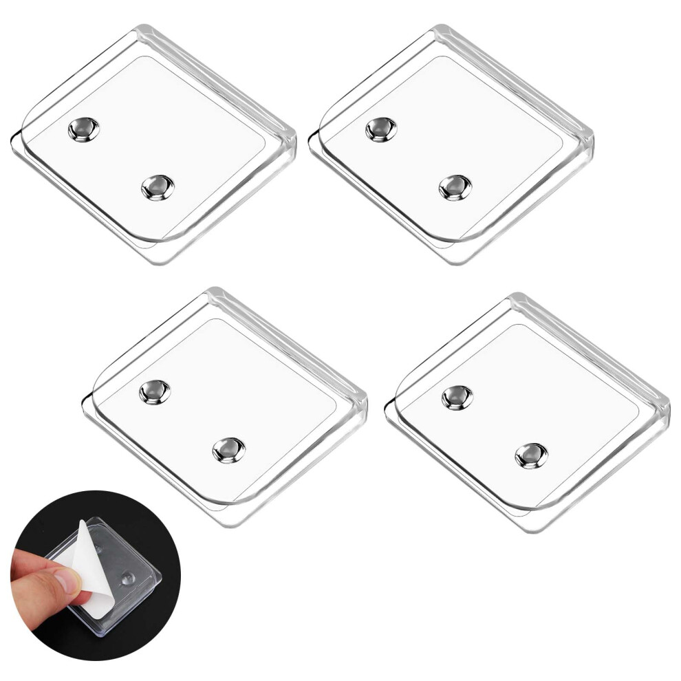4Pcs Windproof Shower Curtain Clips, Clear Self-Adhesive Shower Splash Guard No Drill Shower Curtain Wall Holder For Interior Shower Liner Nqeuepn