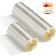 2 Rolls Cake Collars - funvce Clear Acetate Strips (10cm x 10m, 8cm x 10m) DIY Baking Mousse Surrounding Edge for Cake Decorating, Chocolate Mousse