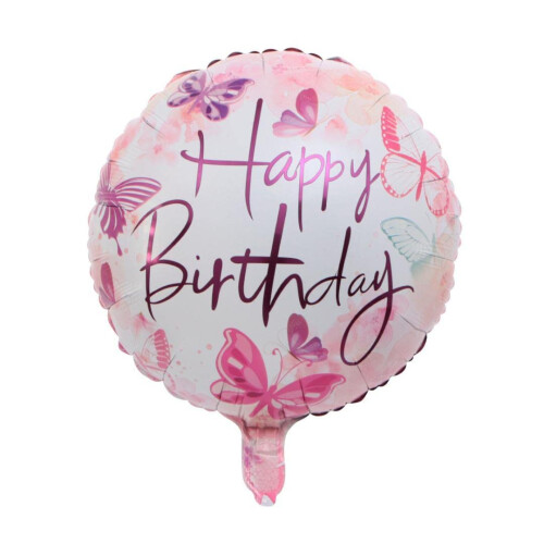 White/Pink Birthday Foil Balloon, 45cm