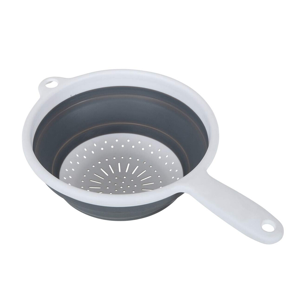 Addis 518404 Pop & Store 24Cm Large Collapsible Food Colander With Handle, 9.5 Inch, And Plastic White/Grey