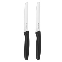 targizer Tomato Knife,Black Kitchen Knives Set of 2,Stainless Steel Sharp Serrated Edge Dinner Knives,Small Utility Knife of Cutting