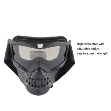 Detachable Moto Goggles Mask, Skull Design, Black