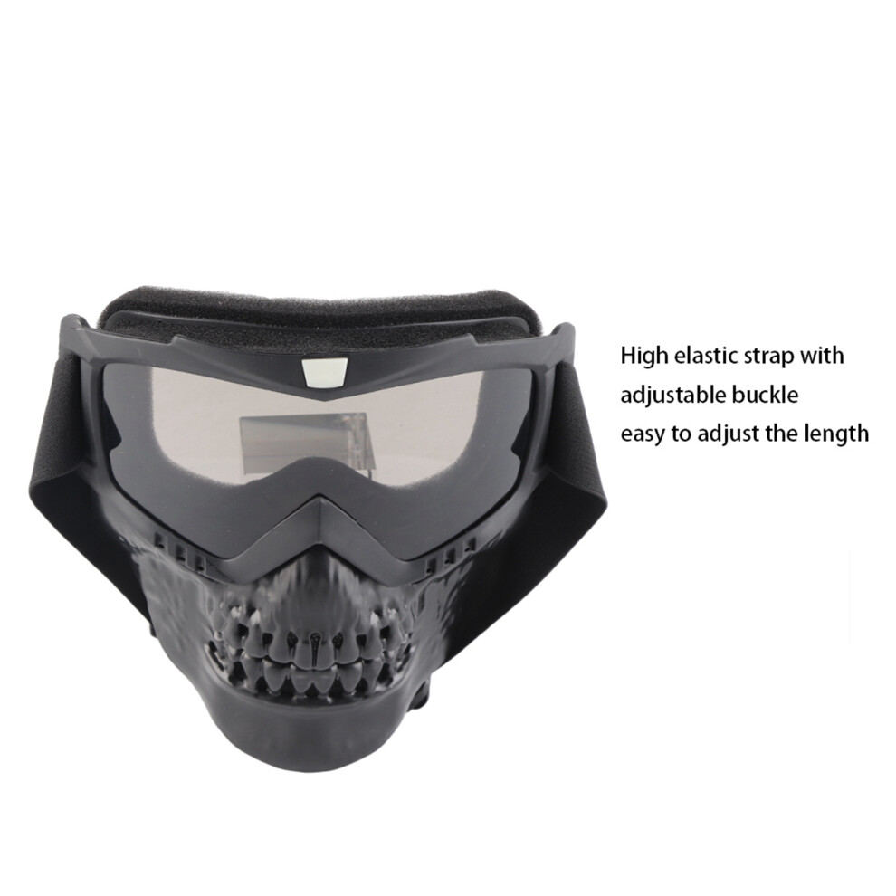 Detachable Moto Goggles Mask, Skull Design, Black 7681393806740