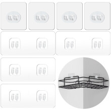 Shower Caddy Adhesive Replacement, Transparent Strong Adhesive Hooks, No Drilling Waterproof Wall Hooks for Shower Caddy, Corner Shower Shelves,