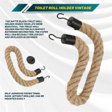 1PC Black Jute Toilet Roll Holder Vintage Towel Hanging Rope Toilet Paper Holder Home Hotel Bathroom Decoration Supplies