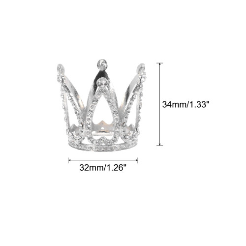 sourcing map Alloy Crystal Ball Display Holder Egg Stand Multiple Diamonds Silver Light Luxury Crown Shape 2PCS 1