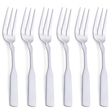 FULLYWARE 3-Tine Fork, Stainless Steel 7.6? Dinner Silverware Fork, Metal Cocktail Dessert Forks, 6-Piece