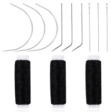 Hair Needle and Thread Set Sewing Hair 12 Pcs Set Hair Extension Tools Curved Needle Black Weaving Thread for Making Wig, Sew in Needle and Thread for