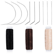Hair Needle and Thread Set Sewing Hair 12 Pcs Set Hair Extension Tools Curved Needle Weaving Thread for Making Wig, Sew in Needle and Thread for Hair