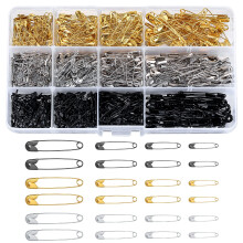 540 Pcs Safety Pins Assorted, Clothes Safety Pins Small Medium Large Size for Arts Crafts Sewing Clothing Arts, Gold Silver Black, 19mm, 22mm, 28mm,