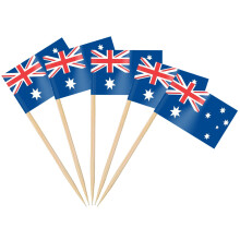 AhfuLife 100/200pcs Australia Toothpick Flags, Australian Cocktail Stick Flag for National Day Sandwich Food Cupcake Toppers Tableware World Cup Party