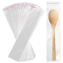 Clear Self-Adhesive Cellophane Bags, 100 Pcs - 25 x 5cm, Adhesive Closure - Ideal for Candy, Key Chain, Watch, Hairpin, Necklace